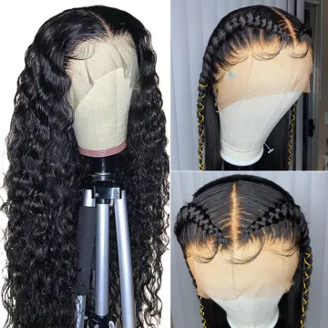 10A Unprocessed Virgin Cambodian Raw Human Hair Lace Front Wig Pre Plucked Full Transparent HD Water Wave Curly Lace Frontal Wig