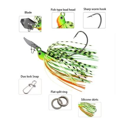 Bass Fishing Lure Jig Head Spinner Bait with Silicone Skirt Hooks" could be shortened to:

"Bass Fishing Jig Spinner Bait with Silicone Skirt