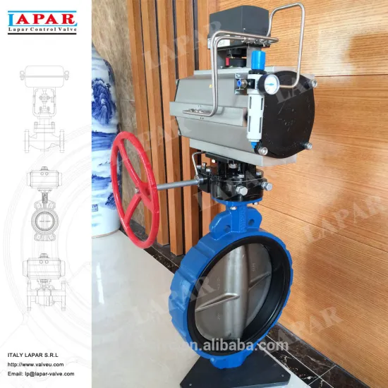 LAPAR Pneumatic Wafer Butterfly Valve with Handwheel