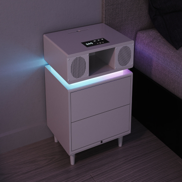 6-in-1 Multifunctional Smart Nightstand with RGB LED, Speaker, and Wireless Charging