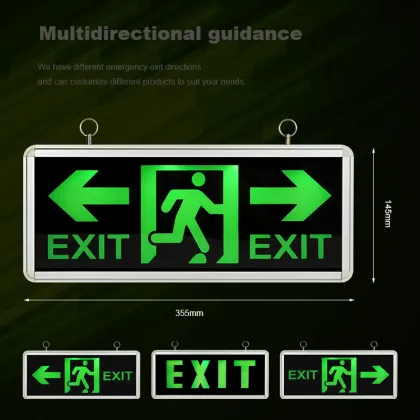 Green Aluminum Plastic Fire Exit Door Indicator LED Emergency Exit Light with Battery