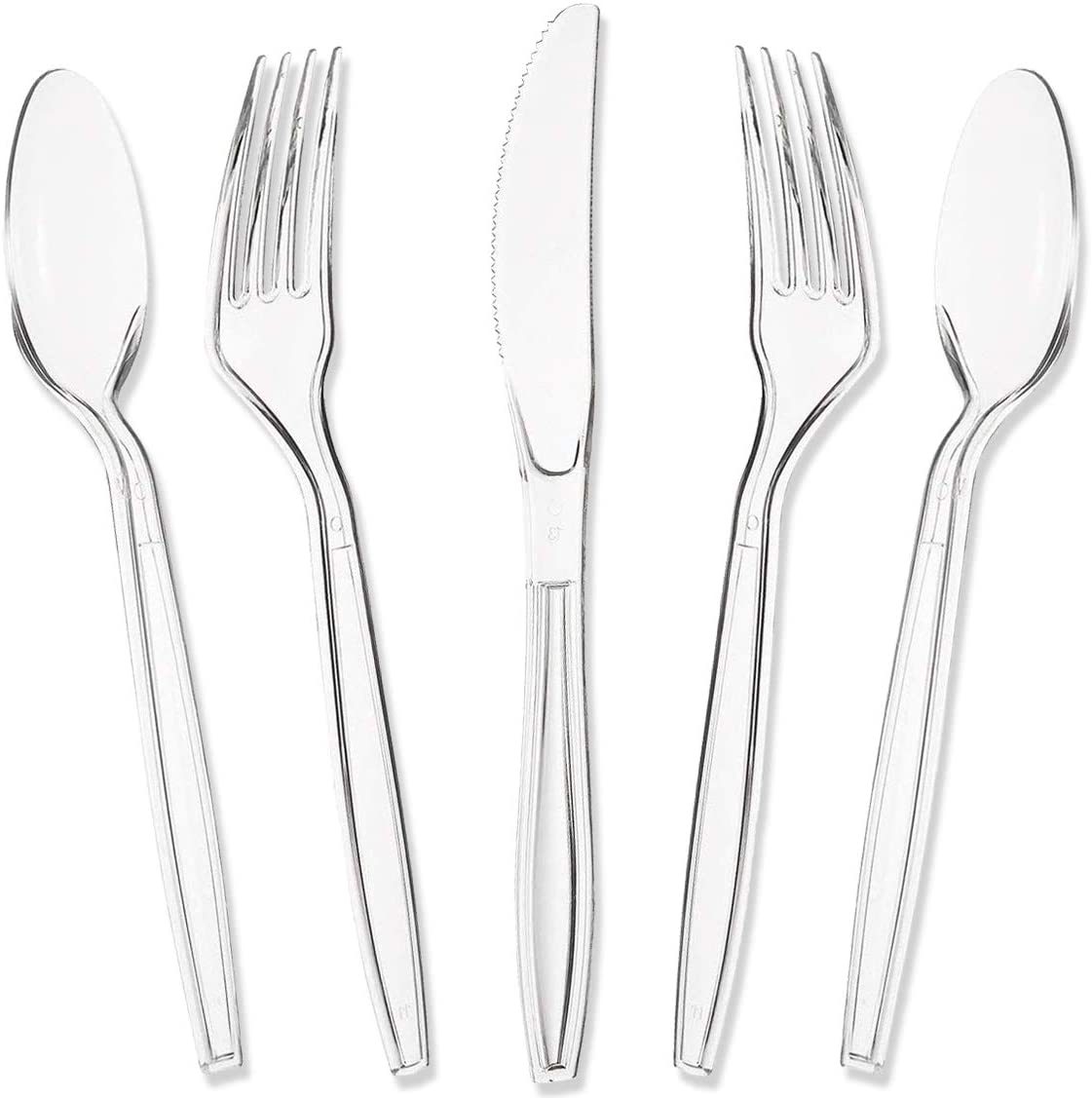 Disposable PS Fork Spoon Knife Plastic Cutlery in Set PP Napkin Utensiles White Black Transparent Clear