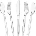 Disposable PS Fork Spoon Knife Plastic Cutlery in Set PP Napkin Utensiles White Black Transparent Clear