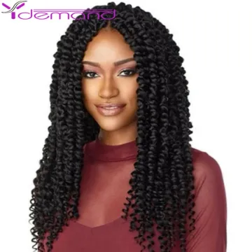 18inch Passion Curly Wig Medium Long Synthetic Fiber Hair Wigs Faux Locs Crochet Hair Cheap Afro Curly Extensions Braided