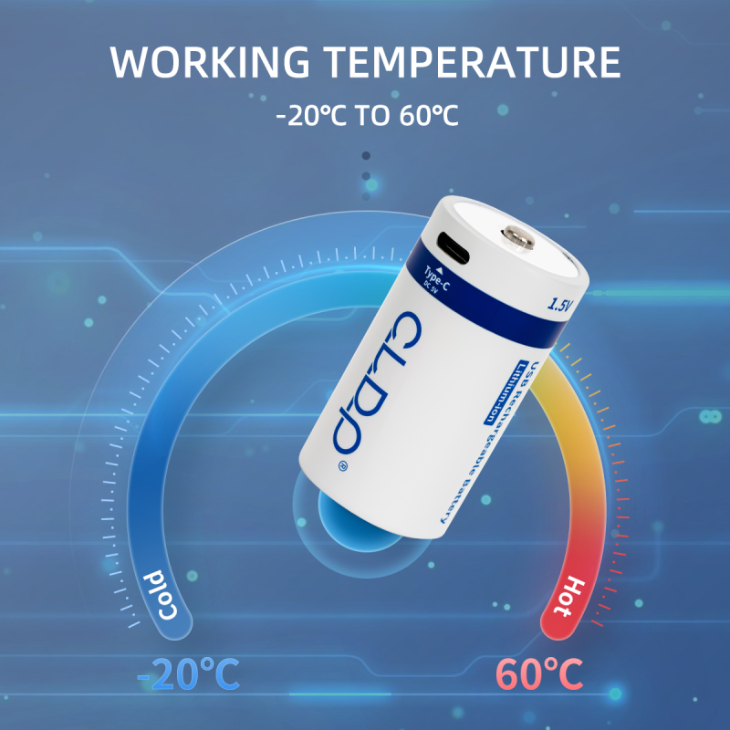 1.5V Lithium USB rechargeable D battery