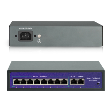 8 Port PoE Switch for IP NVR Systems with 10/100Mbps Ethernet and IEEE802.3af/at Support