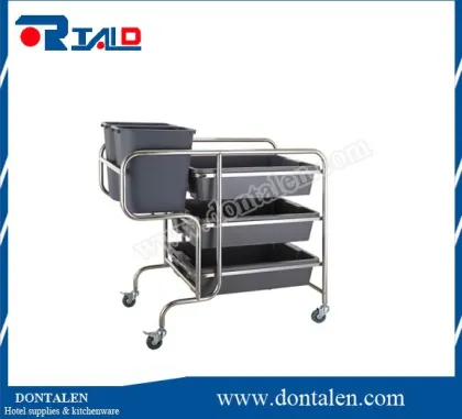 round tube s/s dish collecting cart