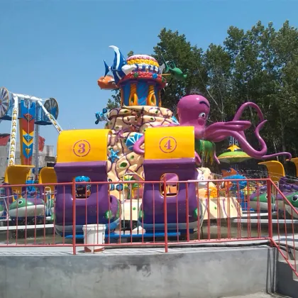 Ocean Island Shark Ride with Water Gun: Outdoor Playground Water Rides for Children
