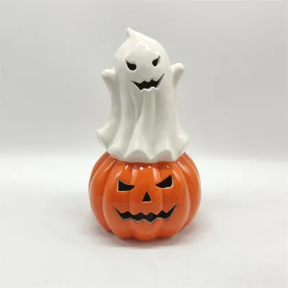 Ceramic Pumpkin Ghost LED Light