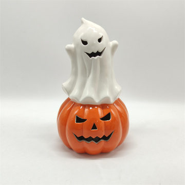 Luz LED fantasma de calabaza de cerámica
