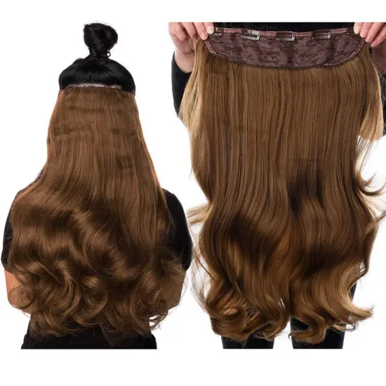 24'' Long Synthetic Hair Clip In Hair Extension Heat Resistant Hairpiece Natural Wavy Hair 4 Clips one Piece 19 Colors Available