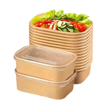 Biodegradable Kraft Paper Rectangular Bowl for Salad