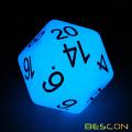 Bescon Jumbo Glowing D20 38MM, Tamaño grande 20 lados Dados Brillo azul en la oscuridad, Cubo grande de 20 caras 1.5 pulgadas