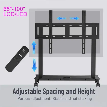 Portable Electric Lifting Movable TV Mounts Heavy Duty Height Adjustable TV Mount & Cart Mobile Monitor Screen TV Trolley Cart