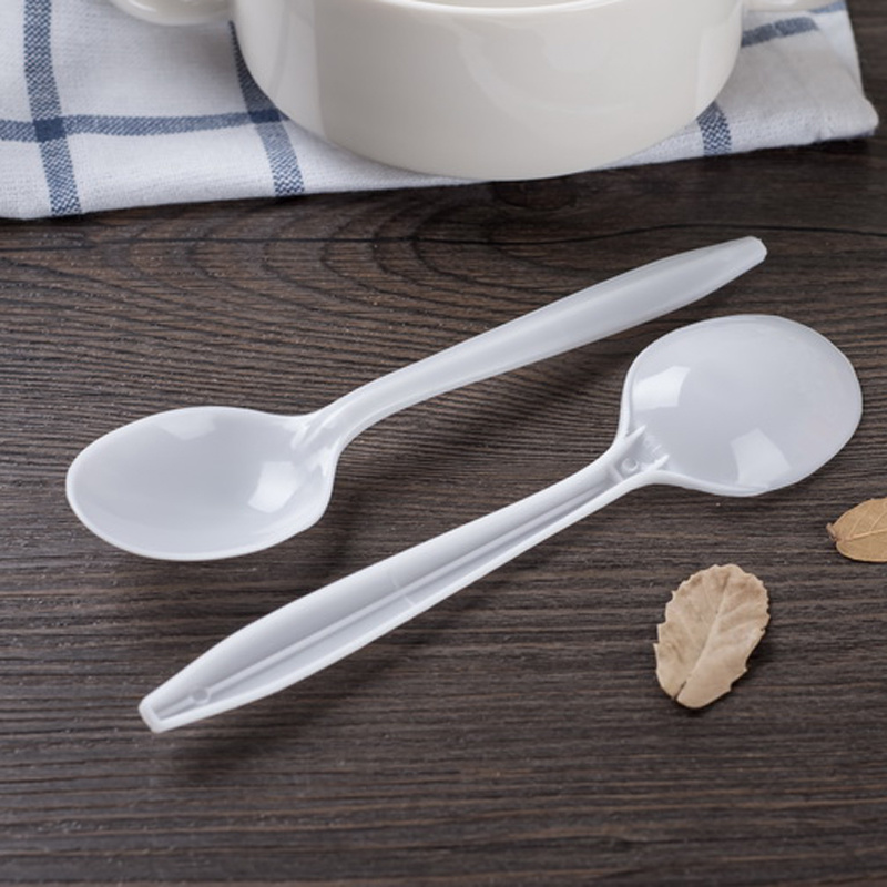White Plastic PP Disposable Cutlery Set, Includes Knife, Fork, Spoon and Soup Spoon
