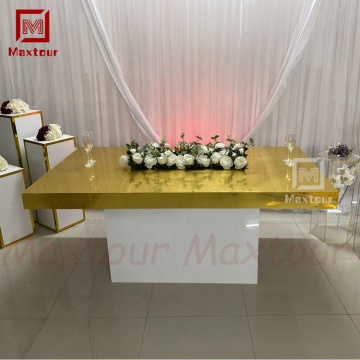 Multifunctional Gold PVC Rectangle Wedding Cake Table for Events