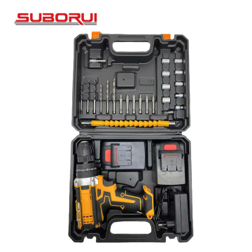 SUBORUI Factory Wholesale 21V Cordless Drill Machine Power Tool Set with Plastic Box