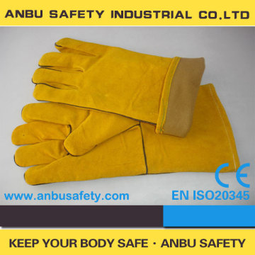 CE approved cow split safety leather work gloves for hand protection
