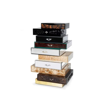 Modern Italian Handmade Metal and Wood Nine-Drawer Storage Cabinet