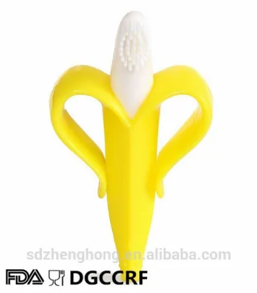 100% Food Grade BPA Free Safe Baby Toy Silicone Banana Teether Toothbrush