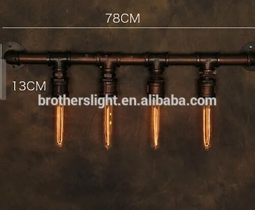 New Edison Lamps Pipe Type Industrial Antique Art Luminaire Wall Light Steampunk Light Aged Steel