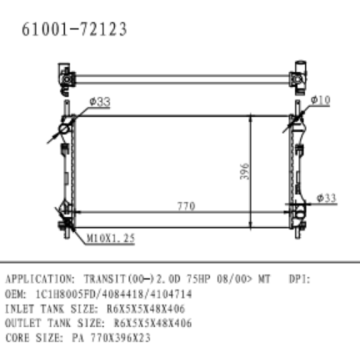 Радиатор для транзита (00-) 2,0d 75HP oem № 1C1H8005FD