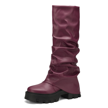 Elegant Black Fold-Over Knee-High Boots