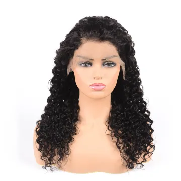 Best Selling Natural Color 100% Unprocessed Raw Virgin Human Hair Cambodian  Hair Glueless 13*4 Deep  Wave  Lace Front Wig