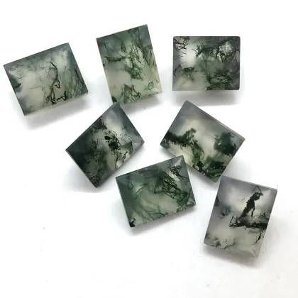 Moss Agate Nature Gemstone Smooth Green Moss Agate