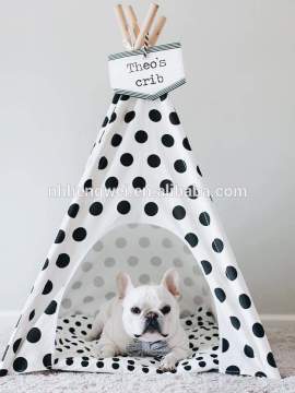 New stripe and dot luxury dog teepee bed tent house for vats pet carrier cage play tunnel