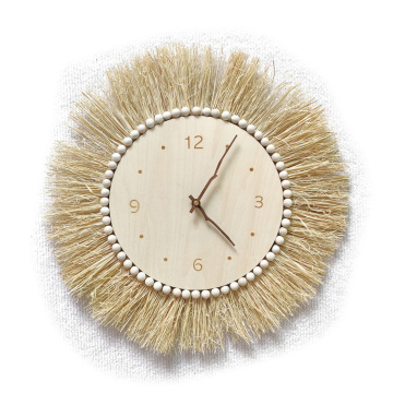Nordic Raffia Retro Wall Clock for Home Decor