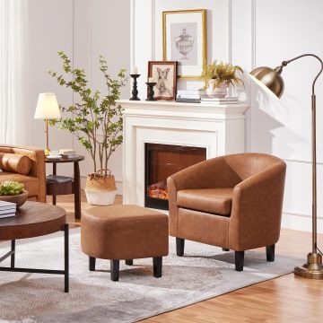 Wholesale Rich Brown Velvet Chair with Ottoman for Living Room, Dining Room, and Office