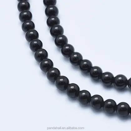 4mm Round Natural Black Tourmaline Beads - Shop at Pandahall