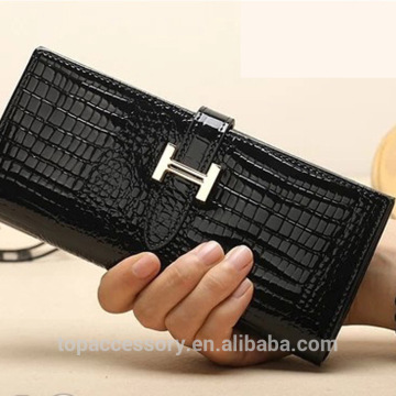 Fashion Simple Crocodile Skin Style PU Leather Purse For Girl Woman Wholesale