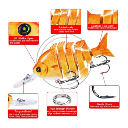 6 Segments Multi Jointed Topwater Life-Like Trout Swimbait and Hard Crankbaits for Sunfish
