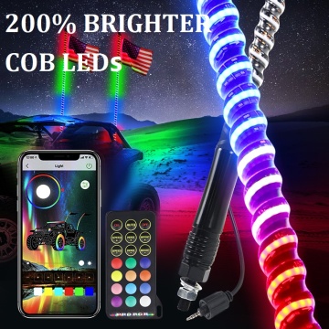 Remote Bluetooth App-Controlled LED Whip Lights for Jeep UTV RZR X3