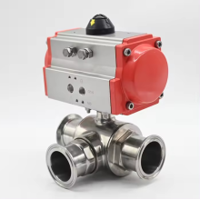 Double Action Sanitary 3way Pneumatic Ball Valve