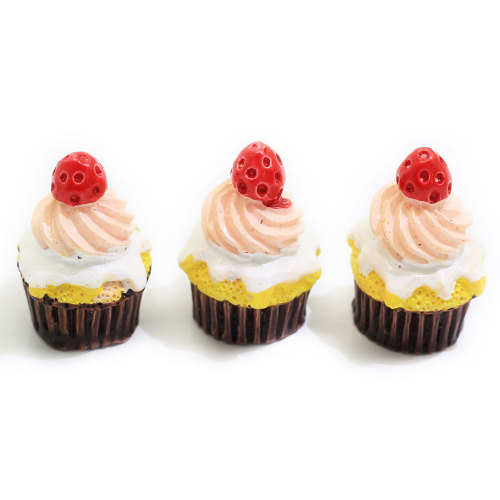 Bulk Goedkope 100 stks / zak Mini Cupcake Vormige Dessert Plat Cabochon Voor DIY Speelgoed Decor Kralen Bedels Kinderartikelen