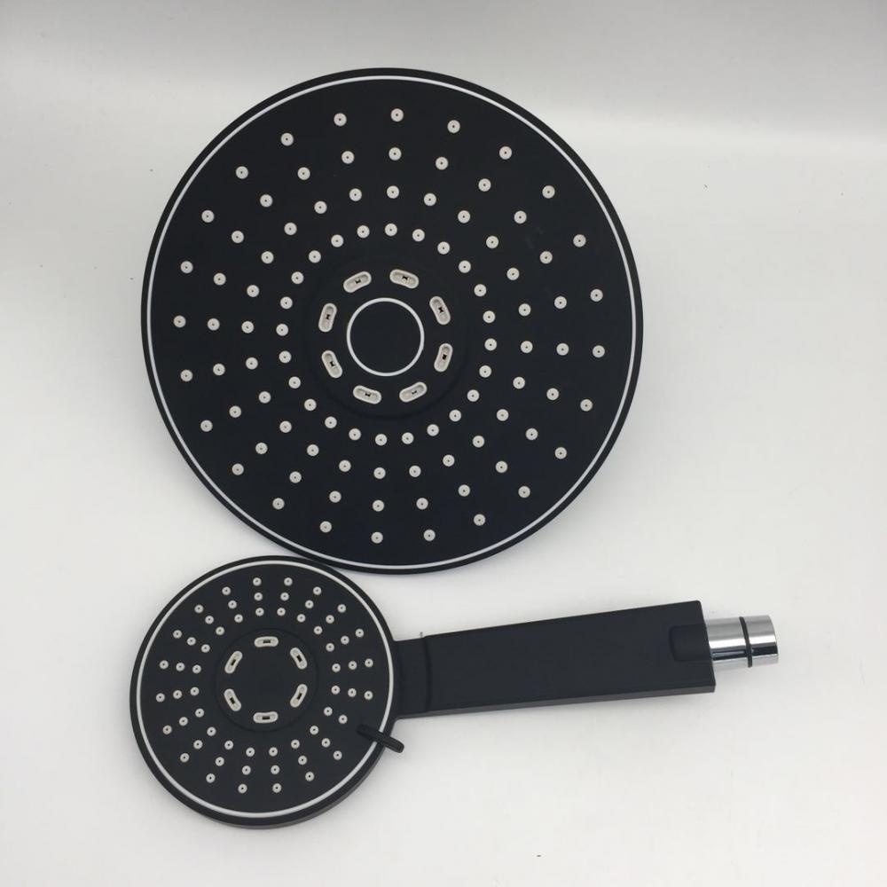 Cixi Sanyin Factory Manufacture High Quality Black Abs Plastic Three Gear Adjustable Hand Shower Bath Set With Rainfull Overhead