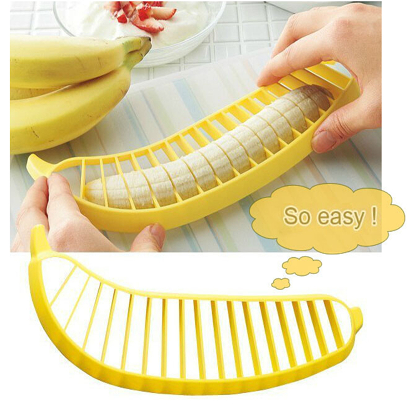 1PCS Banana Slicer Chopper Cutter Plastic Banana Make Tool Fruit Sausage Cereal Cutter Plastic Banana Cutting Tools