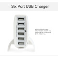 60W 6-Ports Multi USB-wandlader Wit Zwart