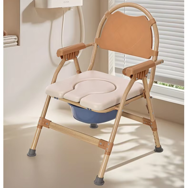 Source Factory Wholesale Accord with Ergonomic Household Foldable Aluminium Alloy No Installation Elderly Luxury Bedside Commode6