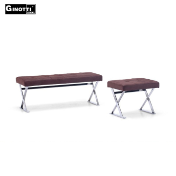 Modern stainless steel wooden frame foot stool