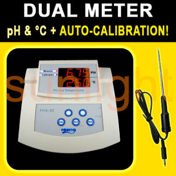 Economical Bench-type pH Meter, pH and Temperature 2 in 1 Meter, ATC, PHS-3