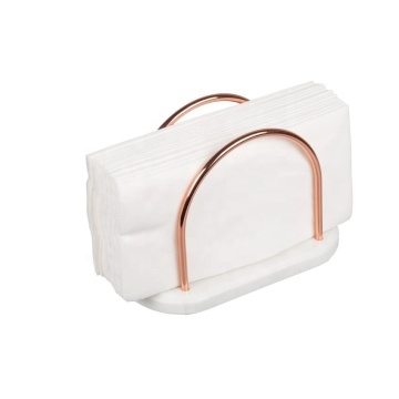 Modern White Marble & Wire Napkin Paper Holder with Copper Finish: Elevate Your Home Décor