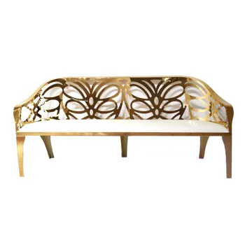 LC07 Gold Stainless Steel Long Sofa Chair Set
