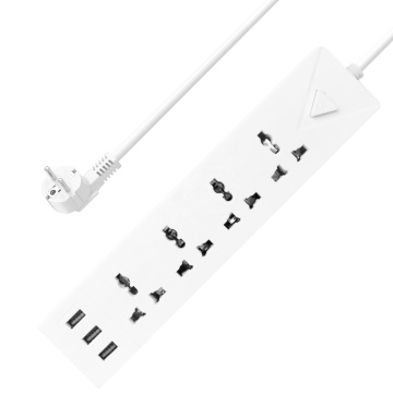 Sıcak Satış Ucuz Beyaz Evrensel Güç Şeridi - 3 USB Uzatma Soketi ve Anahtarı ile 4 Çete