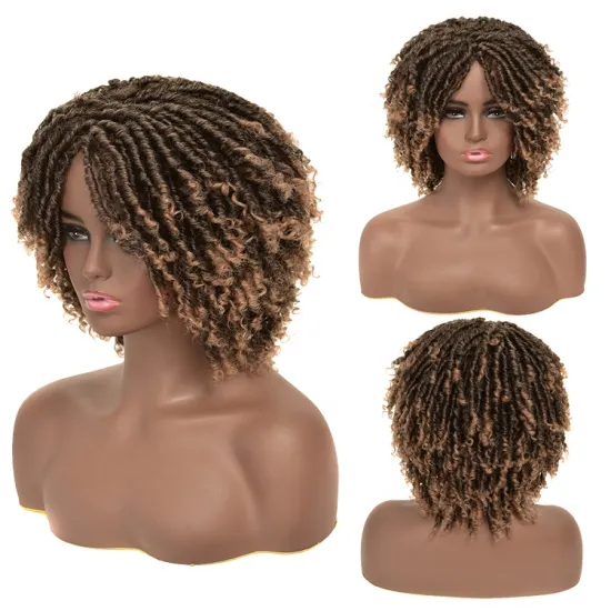 Short Curly Synthetic Blonde Wigs Hairstyles Black Wig Short Hair Afro Kinky Curly Wigs With Bangs For Black Women African