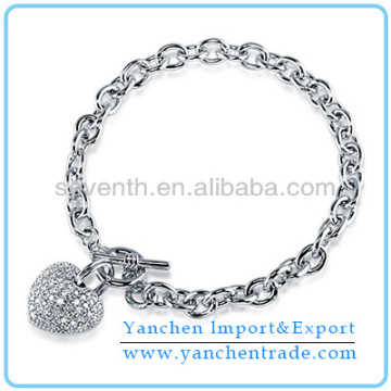 2014 Best Selling Fashion Charm Bracelet with Rhodium Plated CZ Diamond
