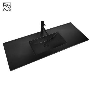Luxury Modern Matte Black Bathroom Vanity Sink - One Piece Porcelain Basin